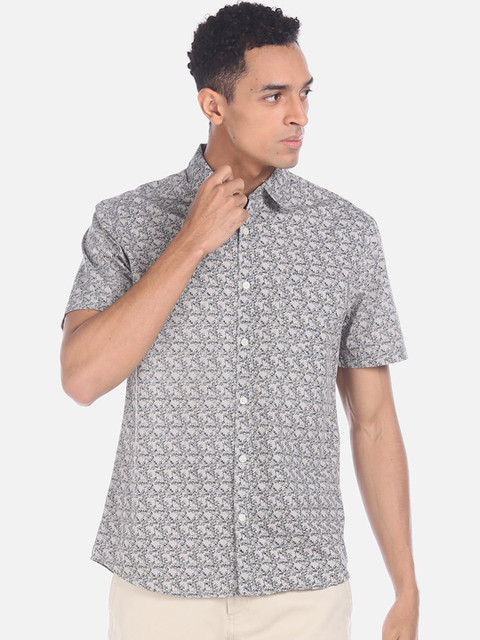 

Ruggers Men Grey Regular Fit Printed Casual Shirt