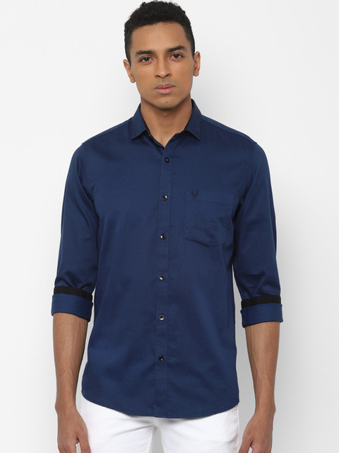 

Allen Solly Men Navy Blue Slim Fit Self Design Cotton Casual Shirt