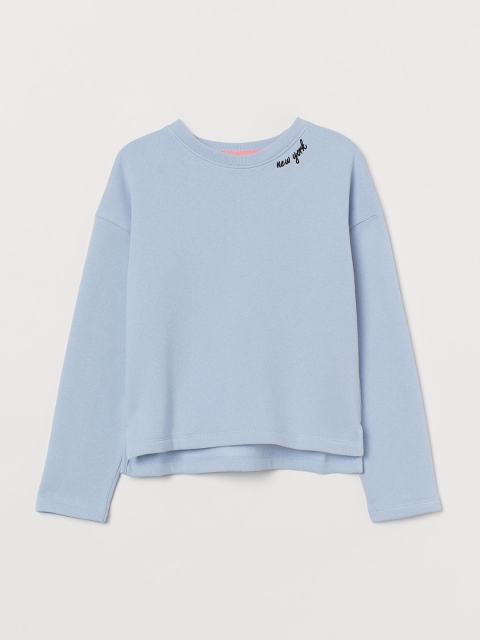 

H&M Girls Blue Embroidery-Detail Sweatshirt