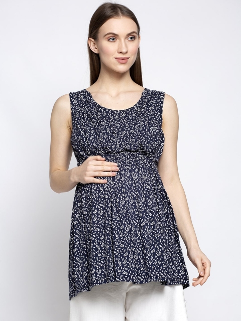 

Tiara Women Navy Blue Printed Empire Top