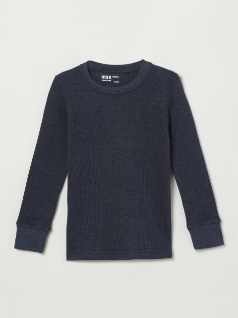 

max Boys Navy Blue Solid High Neck T-shirt