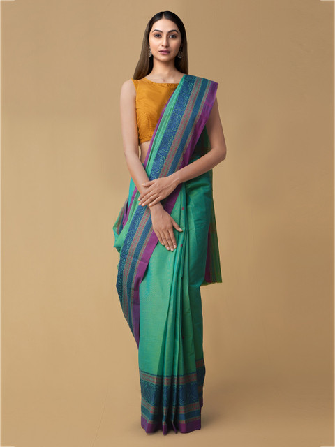 

Unnati Silks Green Solid Mysore Silk Saree