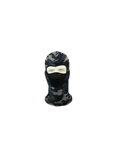 

iSWEVEN Unisex Grey & Blue Camouflage Print Balaclava Windproof Cap