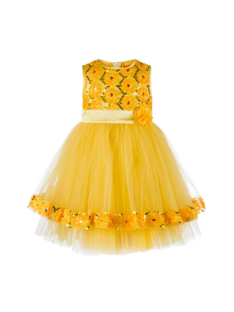 

Toy Balloon kids Girls Yellow Embellished Fit and Flare Dress