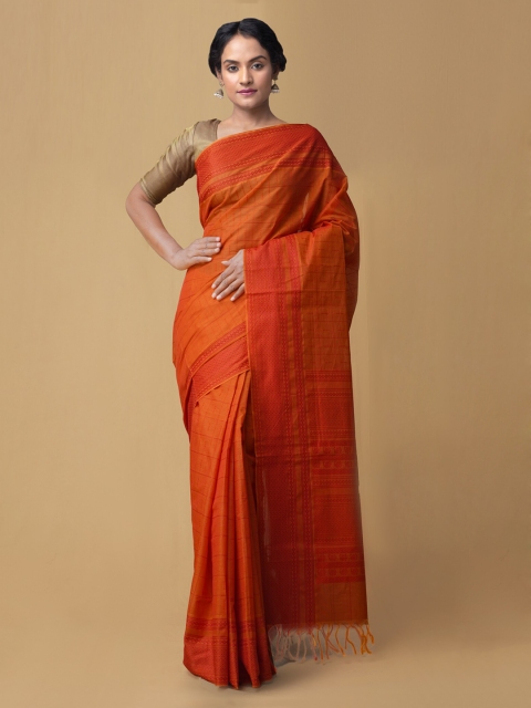 

Unnati Silks Orange Pure Cotton Woven Design Mysore Silk Saree