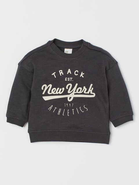 

H&M Boys Grey Printed Cotton Sweatshirt