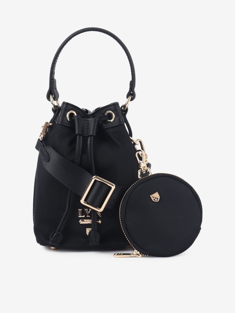 

LYN Black Solid Handheld Bag with Pouch