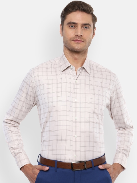

Luxure by Louis Philippe Men Cream-Coloured Regular Fit Checked Casual Shirt