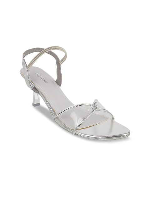 

Mochi Women Silver-Toned Solid Sandals