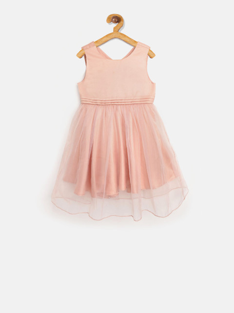 

Cherry Crumble Girls Peach-Coloured Solid Fit and Flare Dress