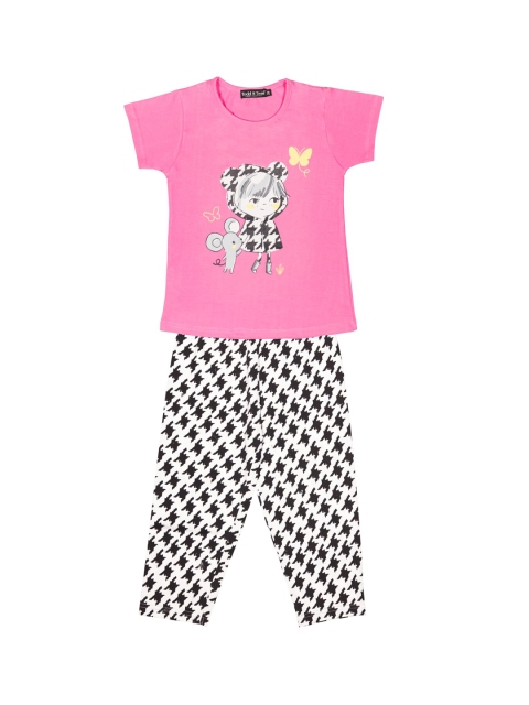 

Todd N Teen Girls Pink & White Printed T-shirt with Capris