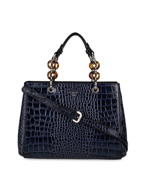 

Da Milano Blue Textured Leather Handheld Bag