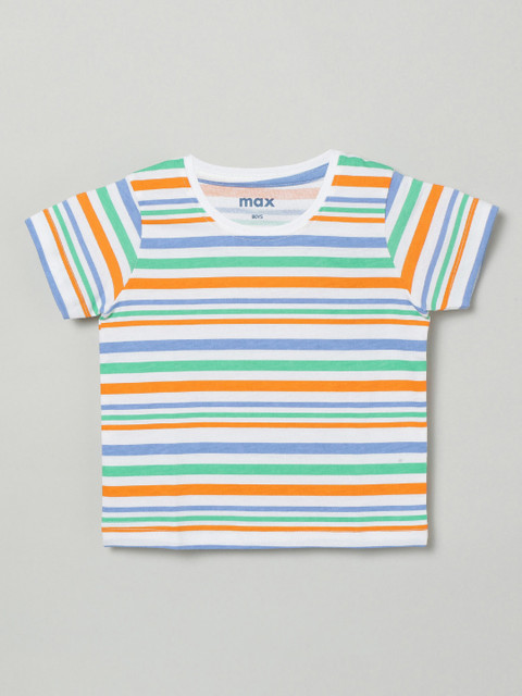 

max Boys Multicoloured Striped Round Neck T-shirt, Multi