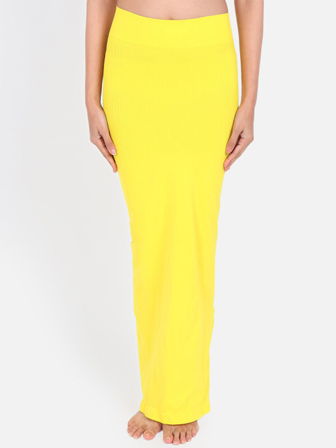 

VEGA Women Yellow Solid Saree Shapewear