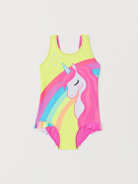 

H&M Girls Pink & Yellow Printed Swimsuit