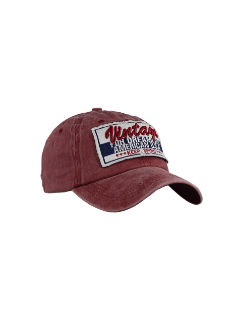 

iSWEVEN Unisex Red & White Embroidered Adjustable Snapback Cap