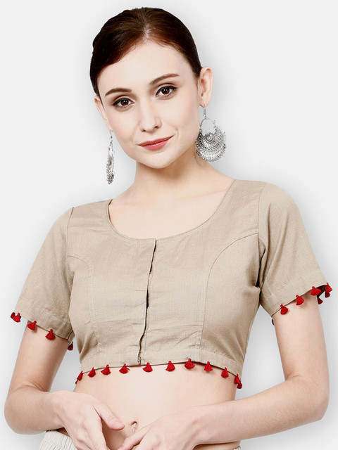 

Molcha Women Beige & Red Solid Non Padded Blouse