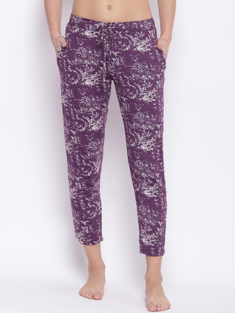 

Enamor Women Purple White Printed Relaxed Fit Shop in Pyjama Lounge Pants