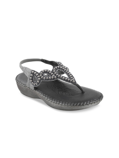 

Mochi Women Grey Embellished Sandals