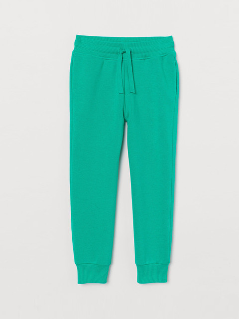 

H&M Boys Green Solid Cotton-Blend Joggers