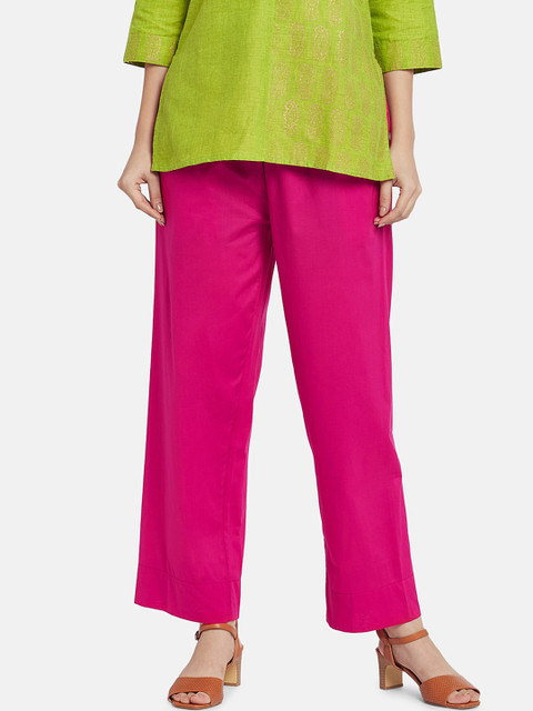 

Go Colors Women Pink Solid Wide-Leg Palazzo