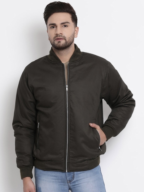 

COBB Men Olive Green Solid Lightweight Bomber Jacket