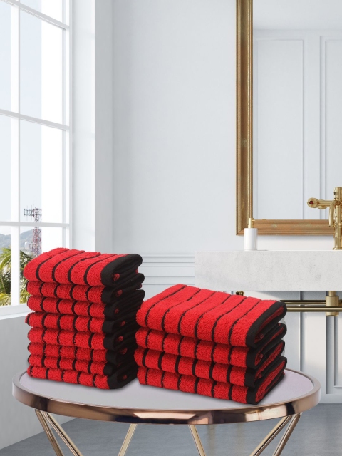 

BIANCA Set Of 12 Red & Black Striped 450 GSM Towels