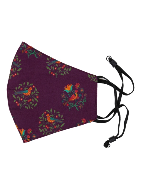 

India Circus by Krsnaa Mehta Unisex Violet & Green Printed 3-ply Cloth Mask