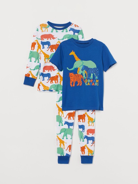 

H&M Boys White & Blue Printed 3-Piece Cotton Pyjamas