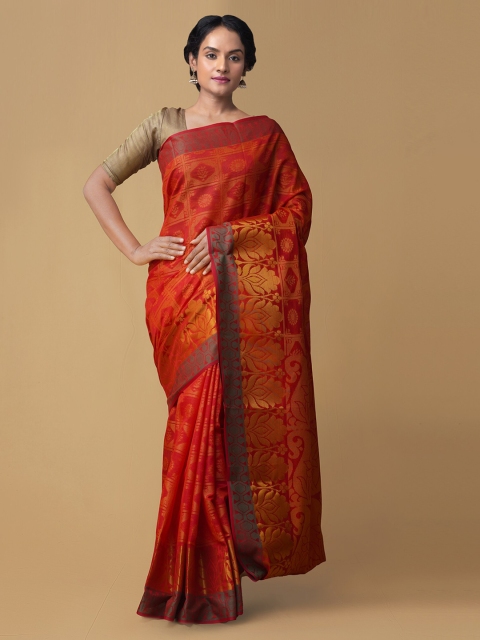 

Unnati Silks Red Silk Woven Design Banarasi Saree