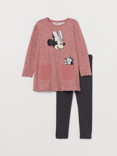 

H&M Girls Pink & Grey 2-Piece Printed Set