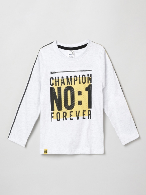 

max Boys Grey Printed Round Neck T-shirt