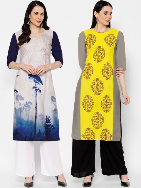 

7Threads Women Pack of 2 Printed A-Line Kurta, Multi