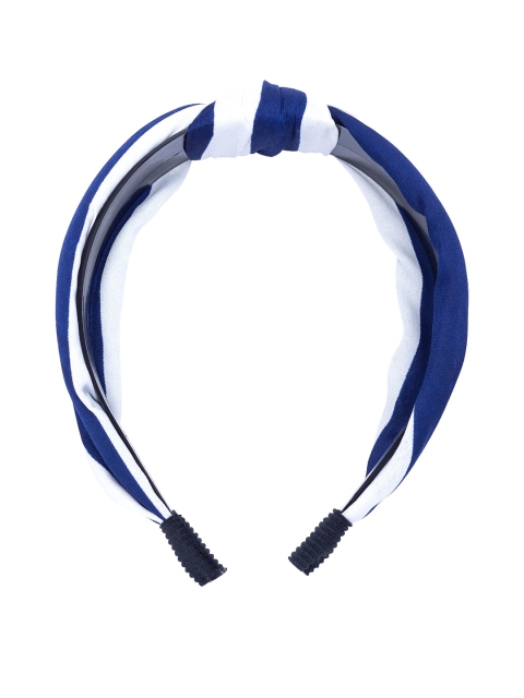 

Golden Peacock Women Blue & White Striped Hairband