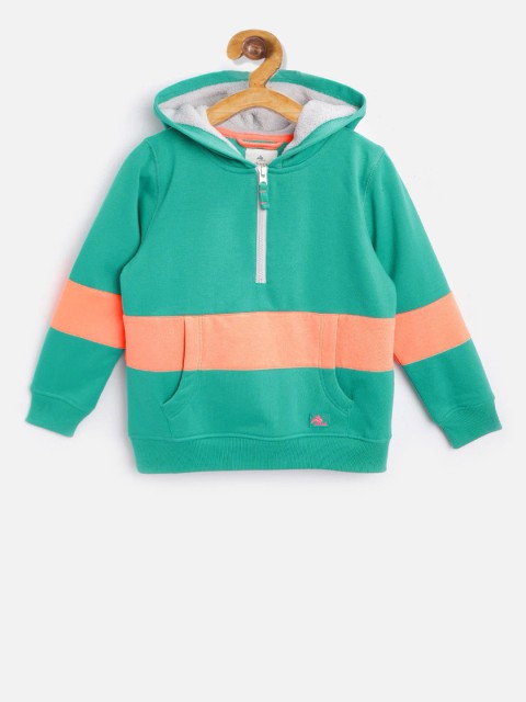 

Cherry Crumble Boys Green Striped Hooded Sweatshirt