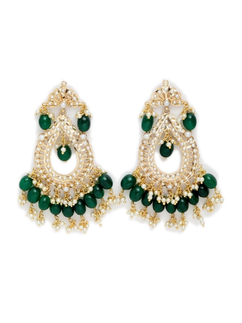 

DUGRISTYLE Green & Off-White Gold-Plated Emerald Contemporary Studs