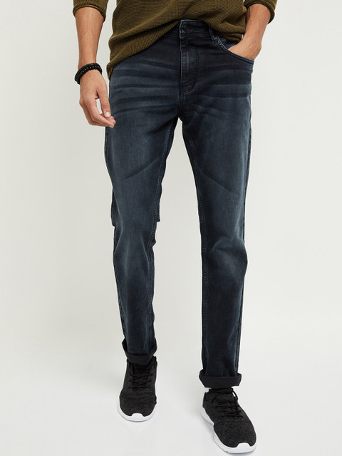 

max Men Charcoal Grey Slim Fit Mid-Rise Clean Look Stretchable Jeans
