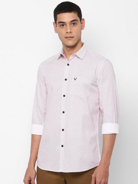 

Allen Solly Men White Slim Fit Printed Cotton Casual Shirt