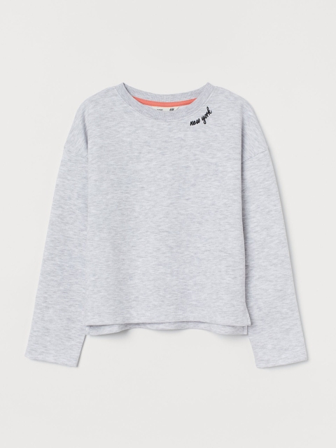 

H&M Grey Solid Embroidery Detail Sweatshirt