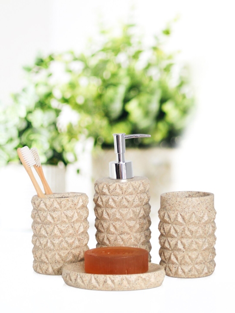 

Shresmo Set Of 4 Beige Solid Ceramic Bathroom Accessories