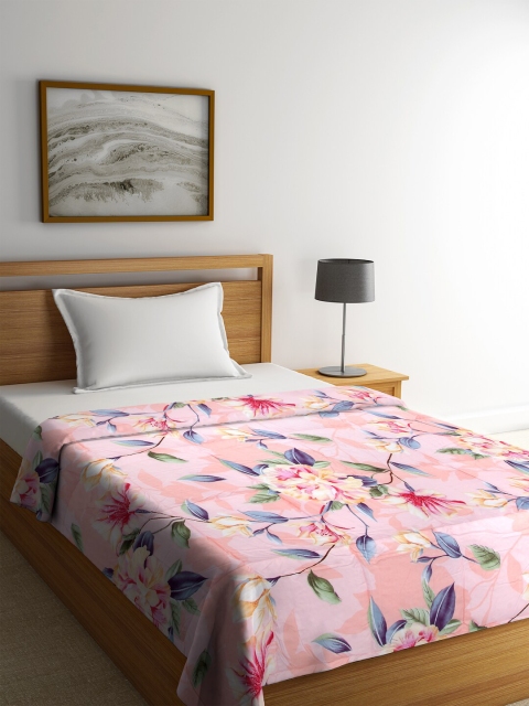 

BOMBAY DYEING Pink & Blue Floral 550 GSM Single Bed Mild Winter Paramour Quilt