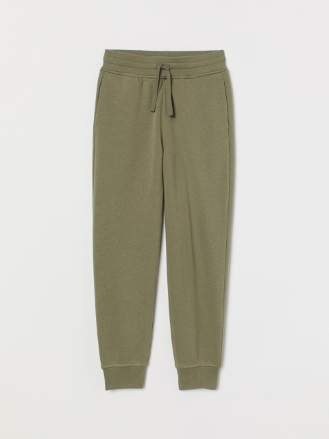 

H&M Boys Olive Green Solid Cotton-Blend Joggers