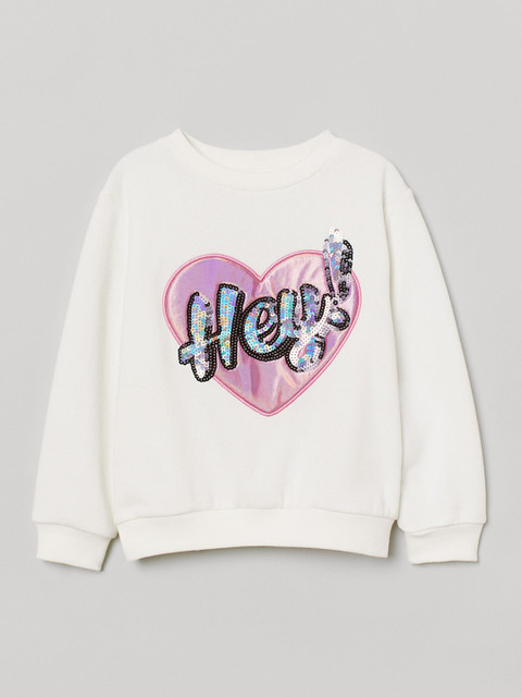 

H&M Girls White Embellished Sweatshirt