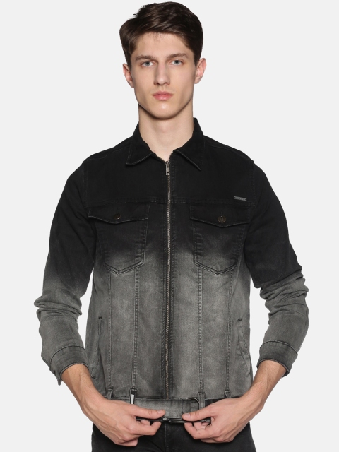 

IMPACKT Men Black & Grey Colourblocked Denim Jacket