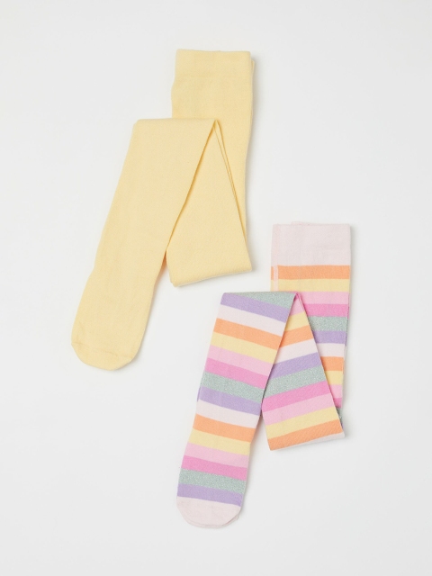 

H&M Girls Multicoloured 2-Pack Fine-Knit Tights, Multi