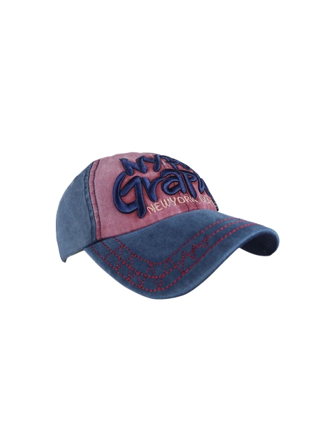 

iSWEVEN Unisex Blue & Pink Embroidered Snapback Cap
