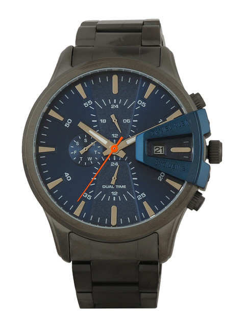 

Daniel Klein Men Blue Dial & Gunmetal Toned Bacelet Straps Analogue Watch DK.1.12388-5
