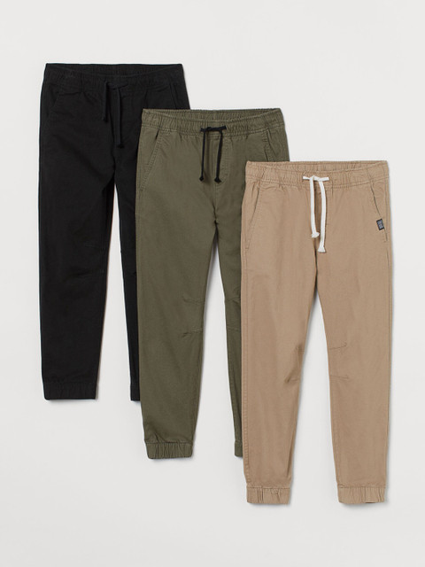

H&M Boys 3 Pack Twill Joggers, Beige