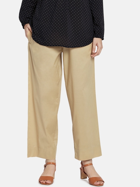 

Go Colors Women Beige Solid Wide Leg Palazzos