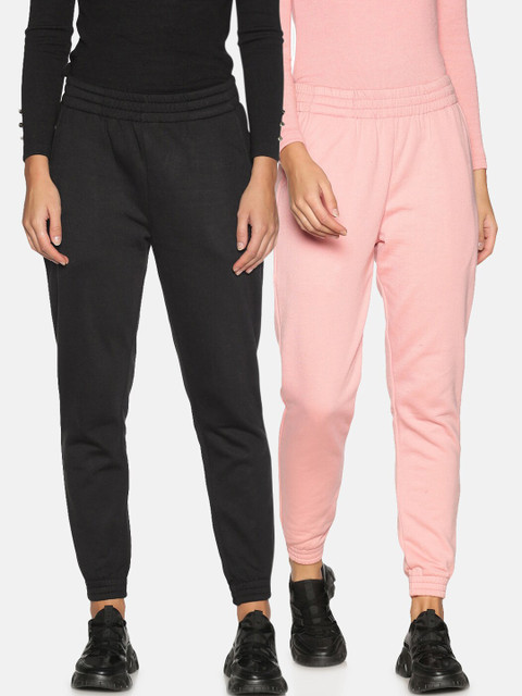 

ISU Women Pack of 2 Solid Relaxed Fit Joggers, Pink